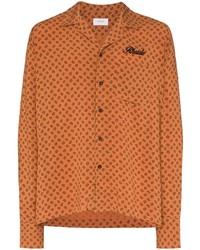 orange Langarmhemd mit Paisley-Muster