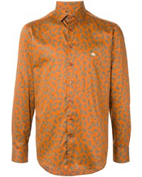 orange Langarmhemd mit Paisley-Muster von Etro