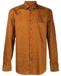 orange Langarmhemd mit Paisley-Muster von Etro