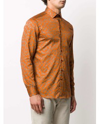 orange Langarmhemd mit Paisley-Muster von Etro