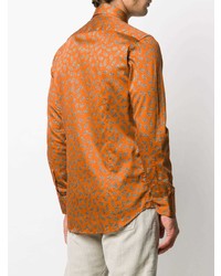 orange Langarmhemd mit Paisley-Muster von Etro