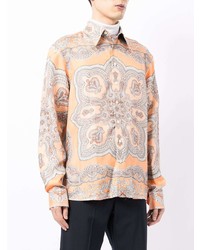 orange Langarmhemd mit Paisley-Muster von Etro