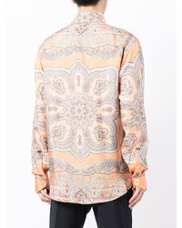 orange Langarmhemd mit Paisley-Muster von Etro