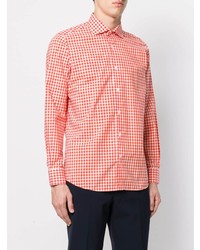 orange Langarmhemd mit Vichy-Muster von Fashion Clinic Timeless