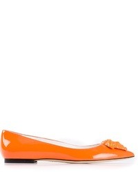 orange Leder Ballerinas von Versace