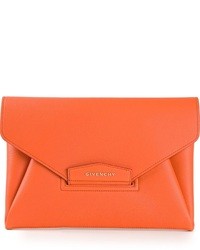 orange Leder Clutch von Givenchy
