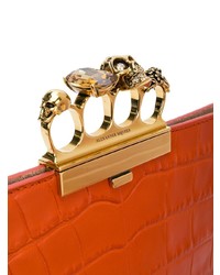 orange Leder Clutch von Alexander McQueen