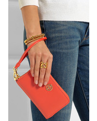 orange Leder Clutch von Tory Burch