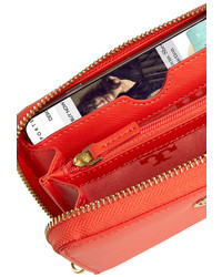 orange Leder Clutch von Tory Burch