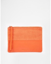 orange Leder Clutch von Selected