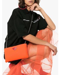 orange Leder Clutch von Prada