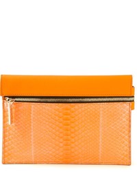 orange Leder Clutch von Victoria Beckham