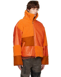 orange Leder Daunenjacke von Who Decides War by MRDR BRVDO