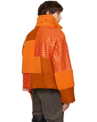 orange Leder Daunenjacke von Who Decides War by MRDR BRVDO