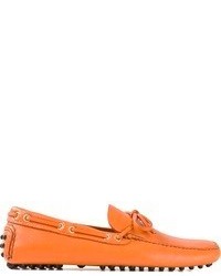 orange Leder Mokassins von Car Shoe