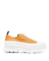 orange Leder niedrige Sneakers von Alexander McQueen