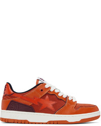 orange Leder niedrige Sneakers von BAPE