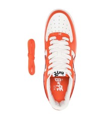 orange Leder niedrige Sneakers von A Bathing Ape