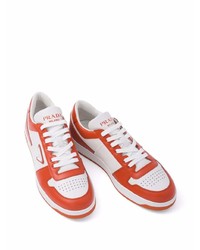 orange Leder niedrige Sneakers von Prada