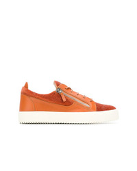orange Leder niedrige Sneakers von Giuseppe Zanotti Design