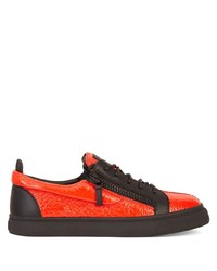 orange Leder niedrige Sneakers von Giuseppe Zanotti