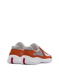 orange Leder niedrige Sneakers von Prada
