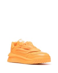 orange Leder niedrige Sneakers von Versace