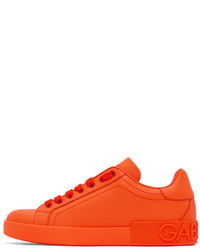 orange Leder niedrige Sneakers von Dolce & Gabbana