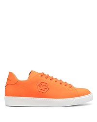 orange Leder niedrige Sneakers von Philipp Plein