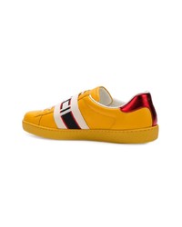 orange Leder niedrige Sneakers von Gucci