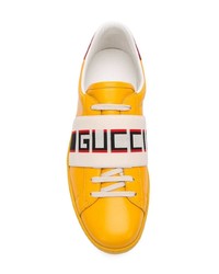 orange Leder niedrige Sneakers von Gucci