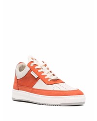 orange Leder niedrige Sneakers von Filling Pieces