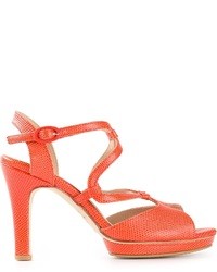 orange Leder Sandaletten von Repetto