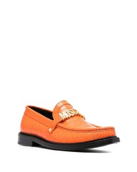 orange Leder Slipper von Moschino