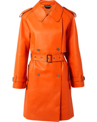 orange Leder Trenchcoat von Tom Ford