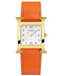orange Leder Uhr