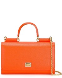 orange Leder Umhängetasche von Dolce & Gabbana