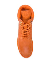 orange Lederarbeitsstiefel von Buscemi
