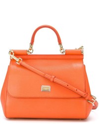 orange Lederhandtasche von Dolce & Gabbana