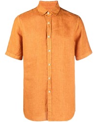 orange Leinen Kurzarmhemd von Canali