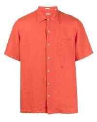 orange Leinen Kurzarmhemd von Massimo Alba