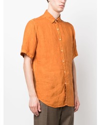 orange Leinen Kurzarmhemd von Canali