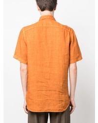 orange Leinen Kurzarmhemd von Canali