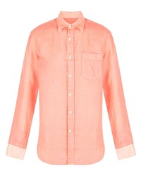 orange Leinen Langarmhemd von 120% Lino