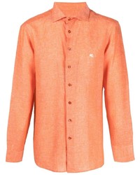 orange Leinen Langarmhemd von Etro