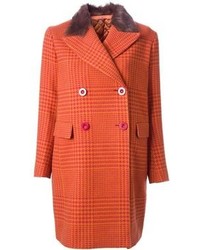 orange Mantel mit Schottenmuster von Sacai