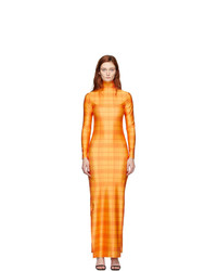 orange Maxikleid mit Karomuster