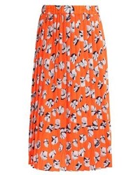 orange Midirock mit Blumenmuster von Warehouse