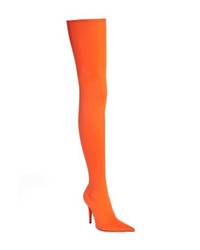 orange Overknee Stiefel aus Wildleder
