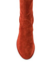 orange Overknee Stiefel aus Wildleder von Stuart Weitzman